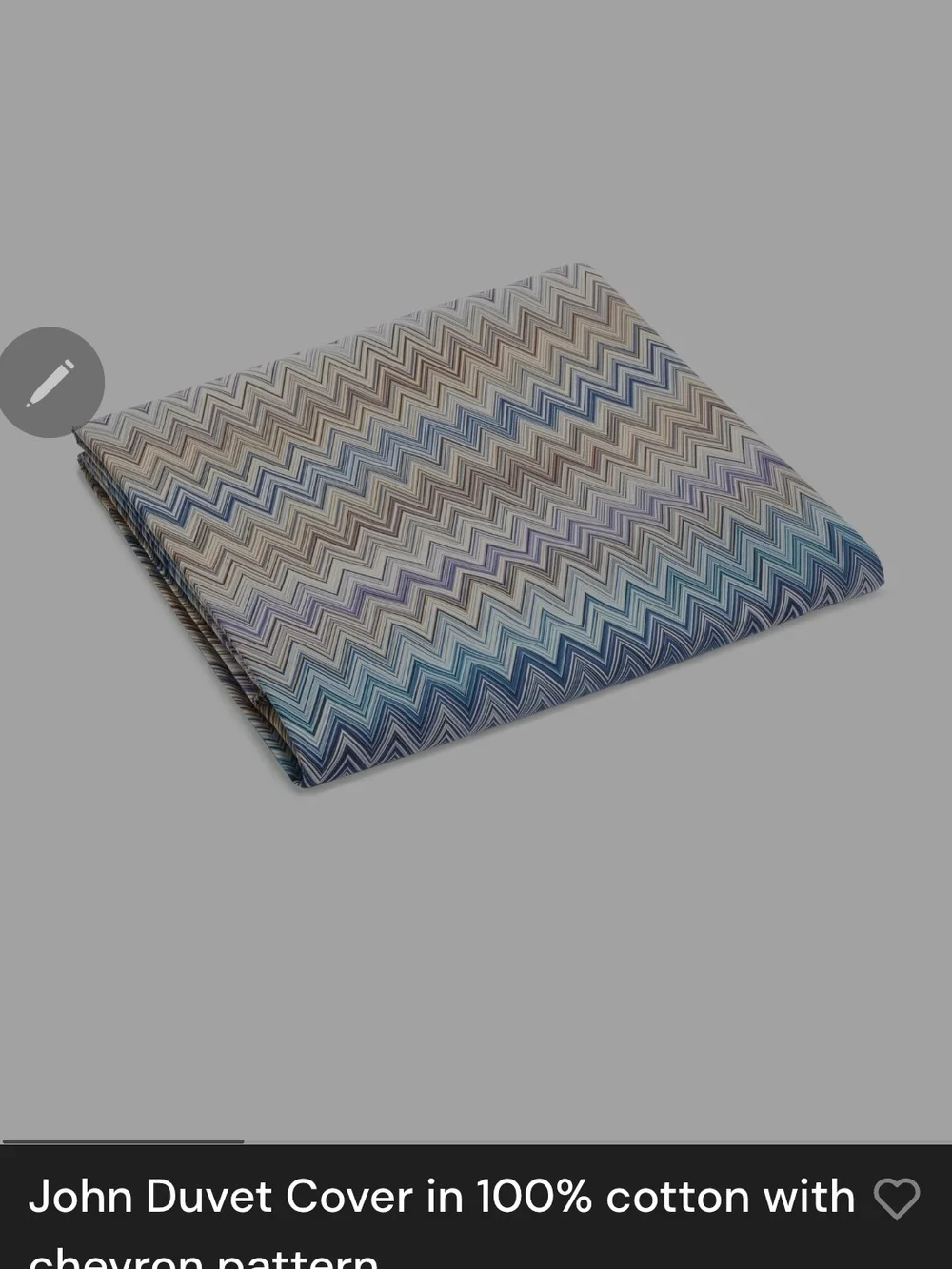 NWT Missoni Chevron John QUEEN Duvet  SET W/2 Shams. Made In ITALY. Never Opened